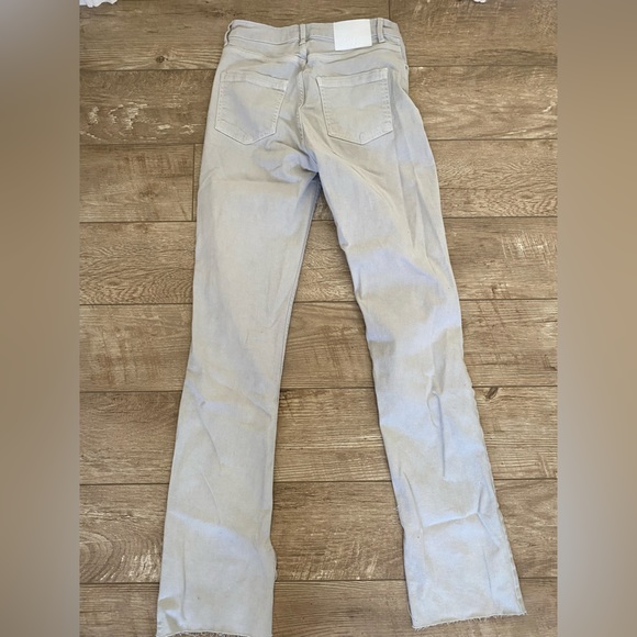 ZARA Split Hem Straight Leg Full Length Mid Rise Pants in Beige/Grey - Picture 2 of 7